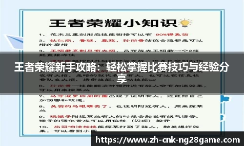 王者荣耀新手攻略：轻松掌握比赛技巧与经验分享